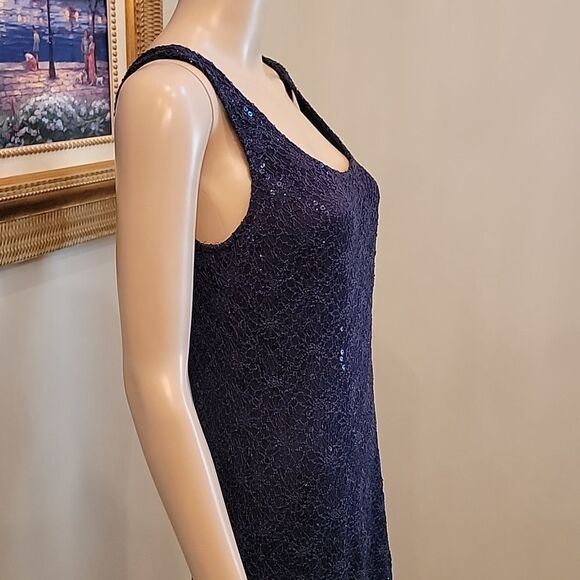 6P beautiful navy sequin dress so classy! - Picture 4 of 12